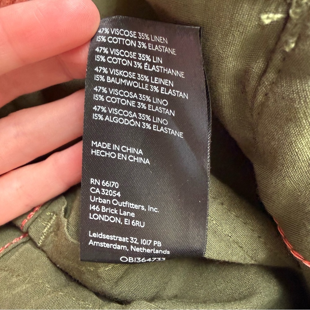 By Anthropologie Colette Cropped Wide Leg Linen-Blend Pants Green - Picture 8 of 8